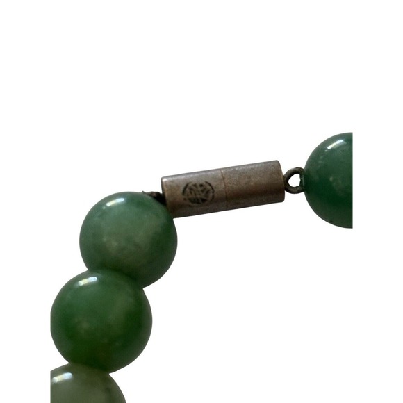 30 Inch Strand of Green Jade Jadeite Beads 10mm Sterling Barrel Clasp 101 Gram - Picture 6 of 12